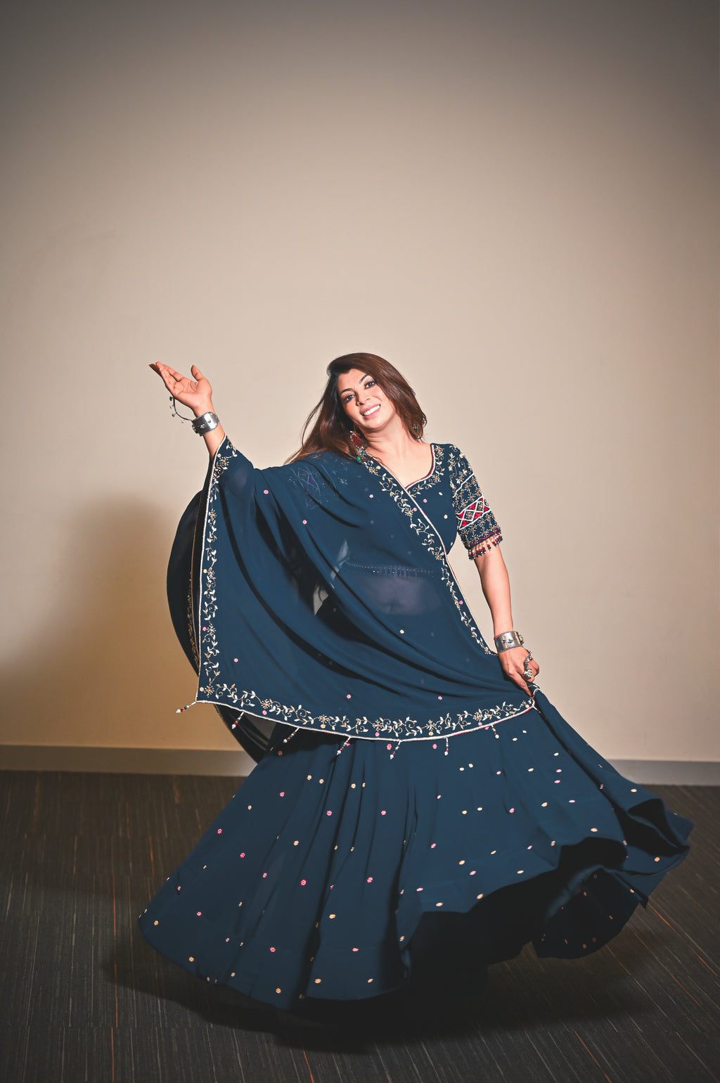 Deep Teal Lehenga with Decorative Blouse & Matching Dupatta