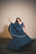 Deep Teal Lehenga with Decorative Blouse & Matching Dupatta