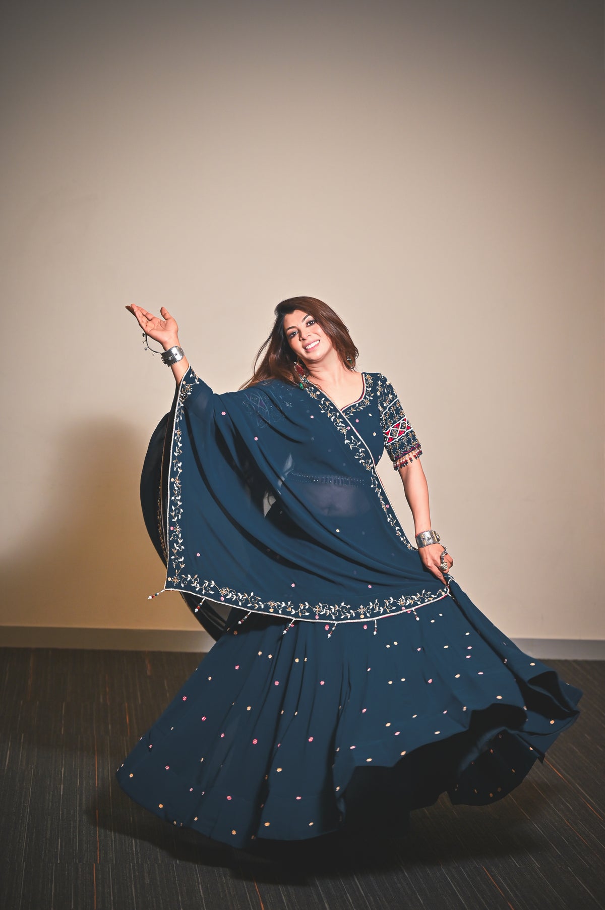 Deep Teal Lehenga with Decorative Blouse & Matching Dupatta