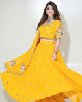 Sunshine Yellow Lehenga with Multicoloured Accents