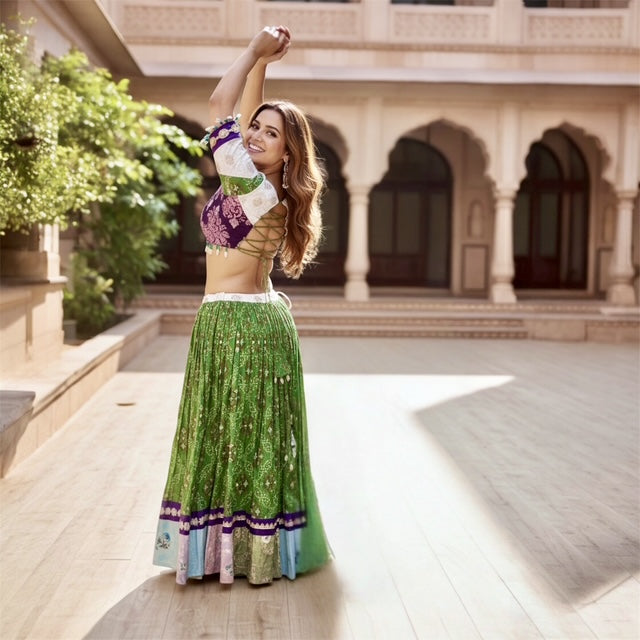 Multi Coloured Fabric Printed Blouse & Dupatta