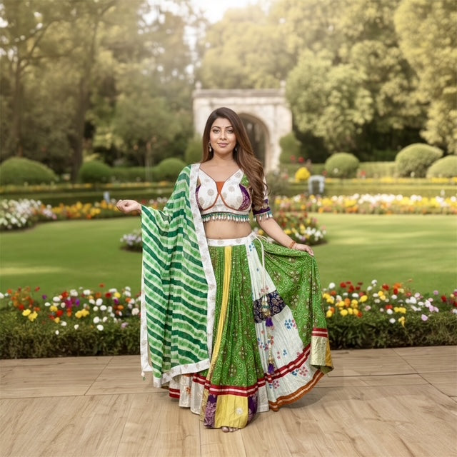 Multi Coloured Fabric Printed Blouse & Dupatta