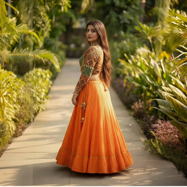 Soft Cotton Green & Orange Contrast Set