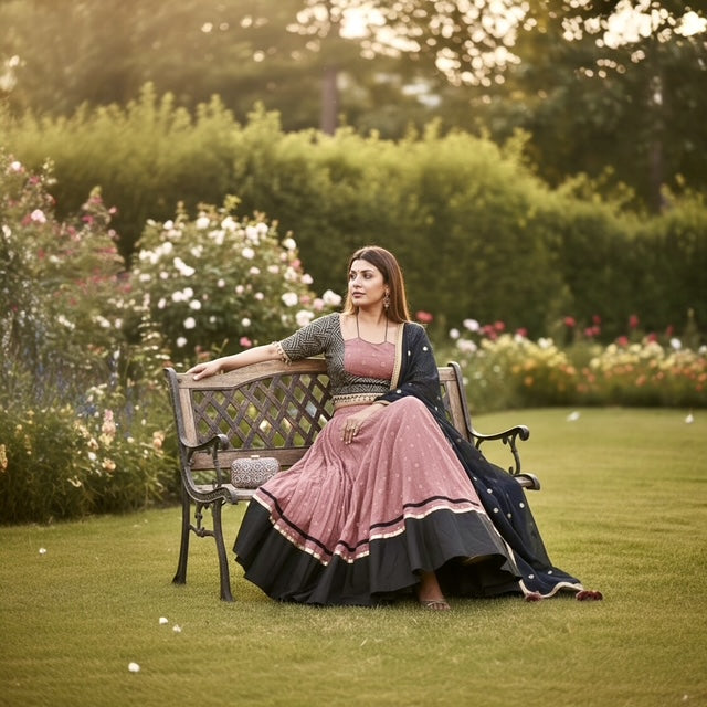 Heavy Sequence Blouse with Cotton Mixed Skirt & Dupatta