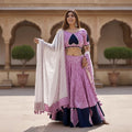 Soft Pink Cotton Set With White Dupatta