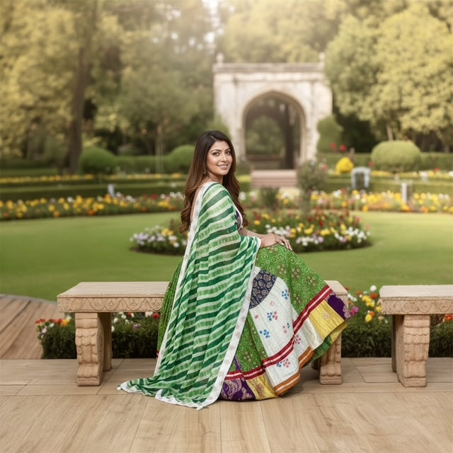 Multi Coloured Fabric Printed Blouse & Dupatta