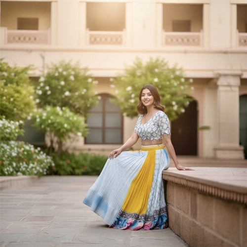 Blend of Chiffon In Shades of Blue & Yellow